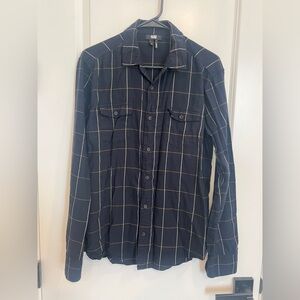 Paige Women's Small Plaid Flannel Button-Up Long Sleeve Cotton